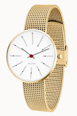 ARNE JACOBSEN BANKERS 34MM GULD MED MAT MESHREM - 53107-1609