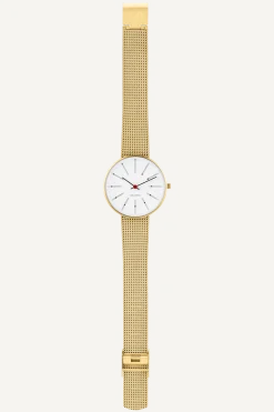 ARNE JACOBSEN BANKERS 34MM GULD MED MAT MESHREM - 53107-1609