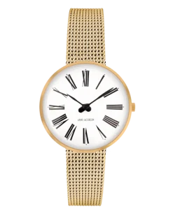ARNE JACOBSEN ROMAN DAMEUR STÅL GULDDOUBLE 30MM - 53313-1409