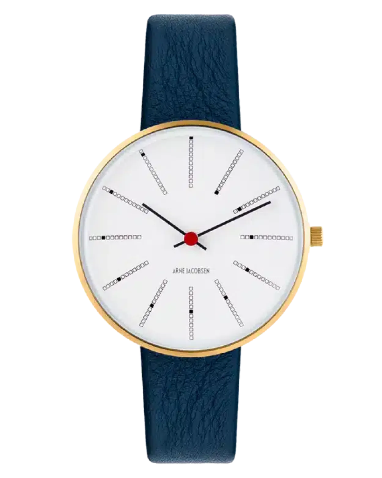 ARNE JACOBSEN UR BANKERS 34 MM MED NAVY BLÅ LÆDERREM - 53107-1604G