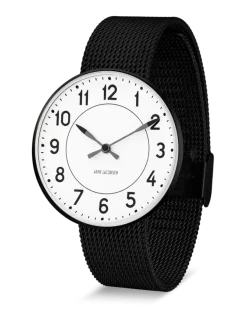 ARNE JACOBSEN UR STATION 40MM MED MESH - 53412-2010