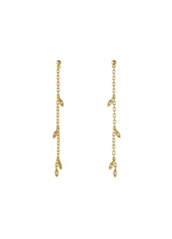 BYBIEHL JUNGLE IVY SPARKLE STRING ØRERINGE SØLV FORGYLDT - 4-3111A-GP