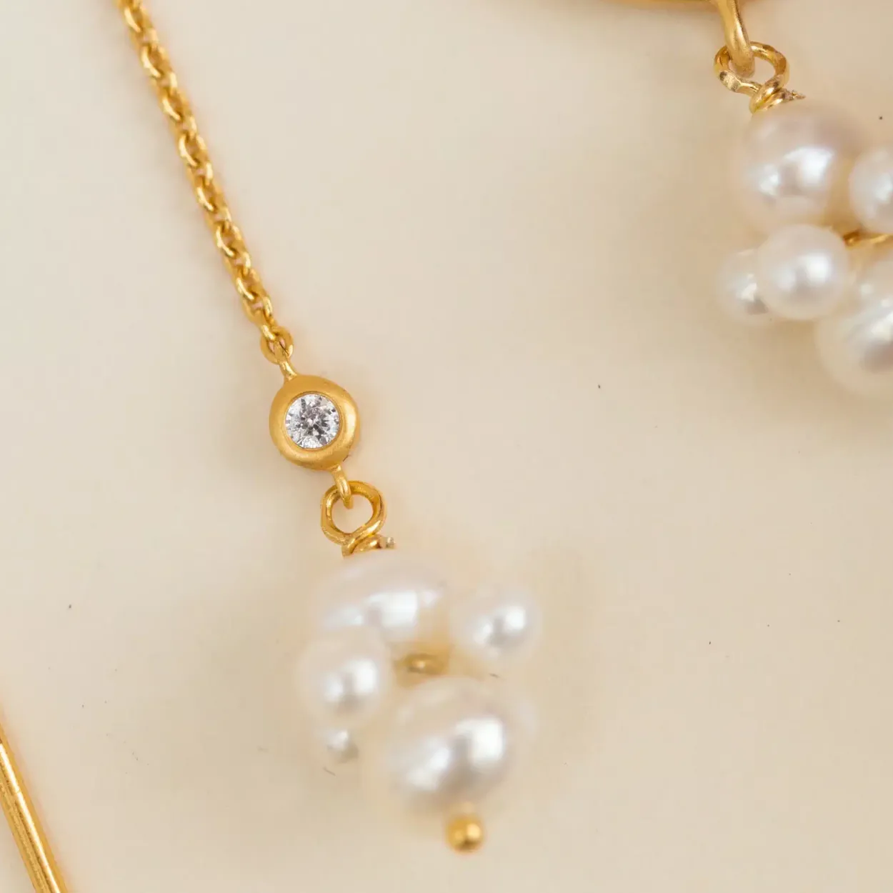 BYBIEHL ØRERINGE PEARL CLUSTER DANGLING SØLV FORGYLDT - 4-1509WP-GP