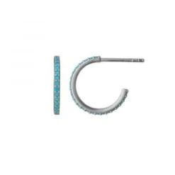 BYBIEHL ØRERINGE SØLV SPARKLE HOOPS MINI TURKIS - 4-029T-R