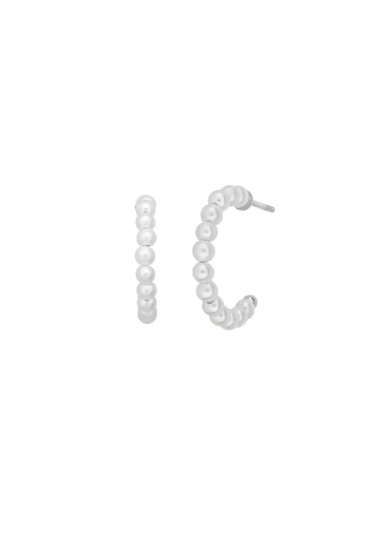 BYBIEHL SMALL PEARL HOOP ØRESTIKKER SØLV MED PERLER 16 MM - 4-032wp-R
