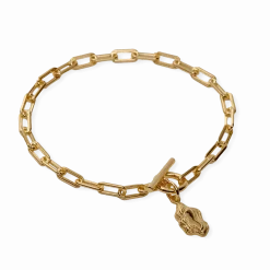 CAMILLE BRINCH NUGGET LAYERS T-LOCK ARMBÅND FORGYLDT SØLV - NLATA-FG-18