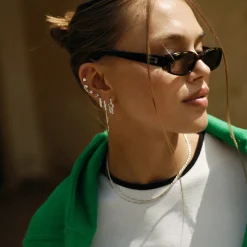 CAMILLE BRINCH SMALL SPARKLY HOOPS I SØLV - SSPH