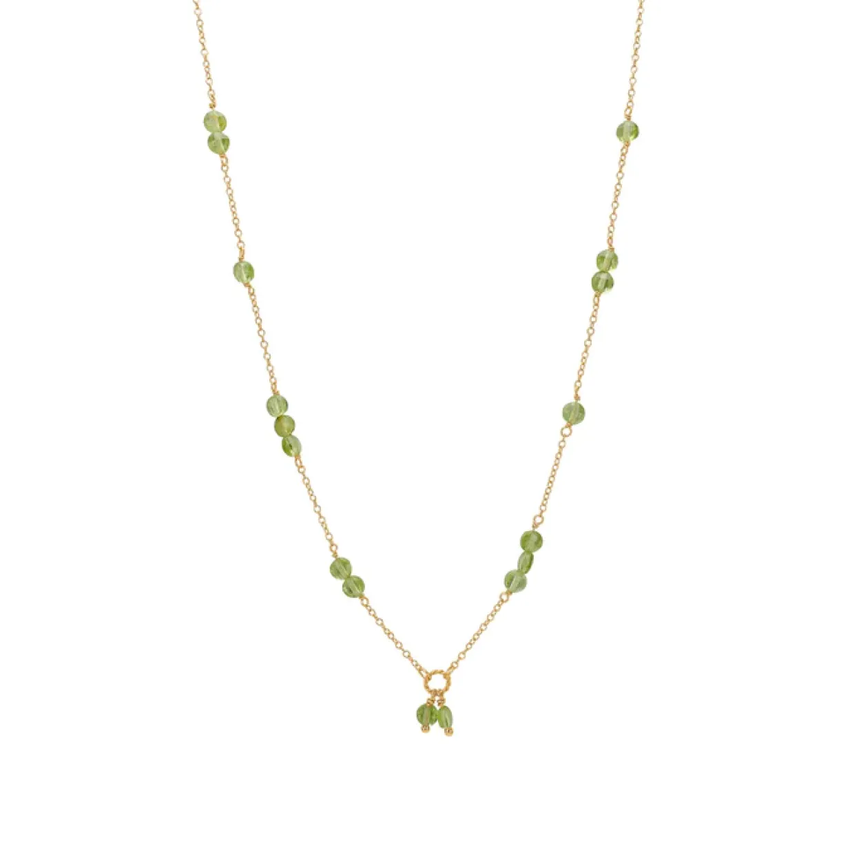 CARRÉ GEM CANDY HALSKÆDE SØLV FORGYLDT MED PERIDOT - FC 4364 PE 38+2,5+2,5CM