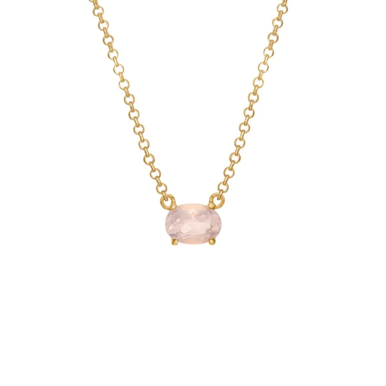 CARRÉ GEM CANDY SØLV FORGYLDT HALSKÆDE MED ROSA QUARTZ - FC 4371 RQ 38+2,5+2,5