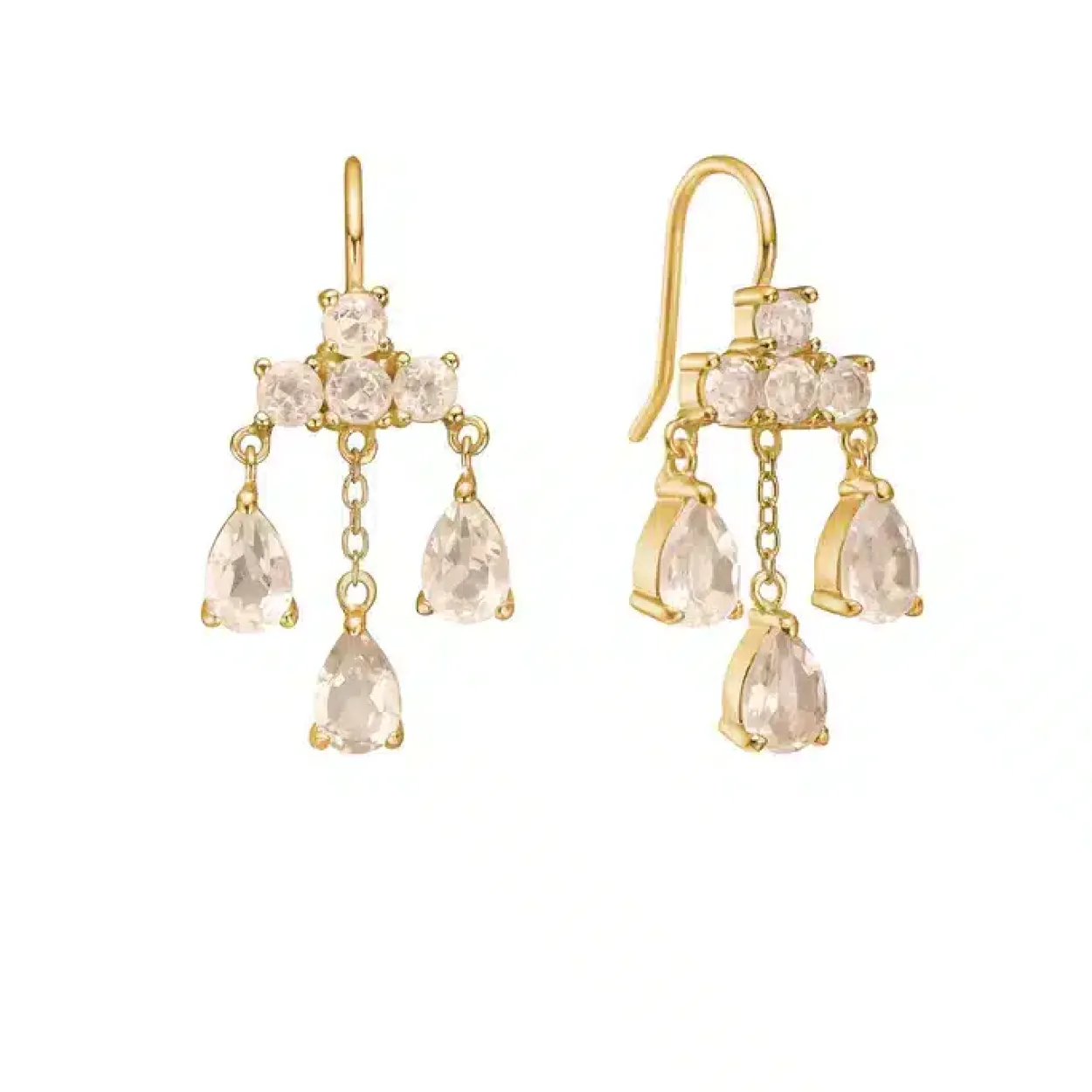 CARRÉ UNICORN SØLV FORGYLDTED ØRERINGE MED CHAMPAGNE QUARTZ - FH 4431 CHQ