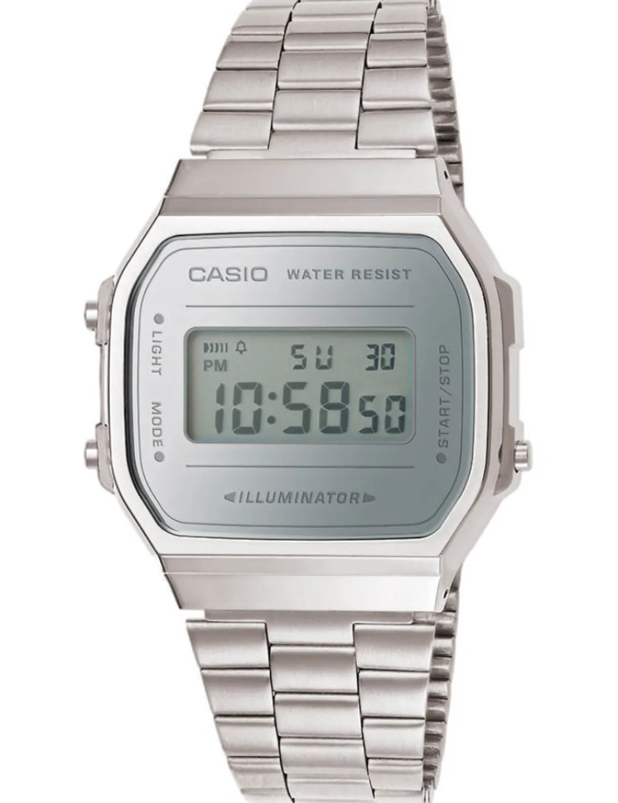 CASIO CLASSIC UR DIGITAL STÅL MED LÆNKE - A168WEM-7EF