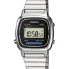 CASIO UR LILLE RETRO STÅL SORT SKIVE MED LÆNKE - LA670WEA-1EF