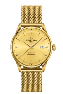 CERTINA POWERMATIC 80 UR HERRE GULDFARVET MED MESHLÆNKE - C0298073336100