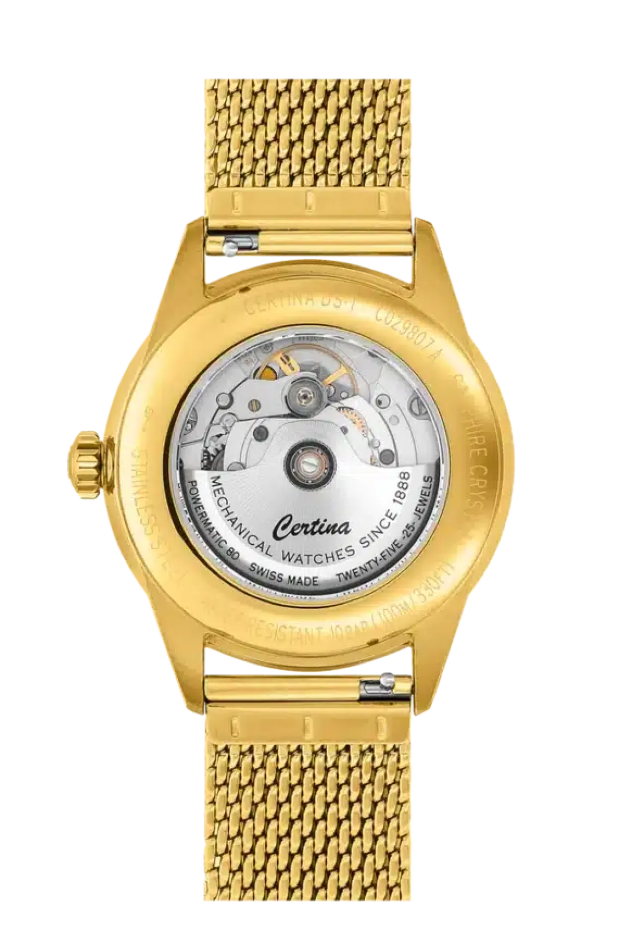 CERTINA POWERMATIC 80 UR HERRE GULDFARVET MED MESHLÆNKE - C0298073336100