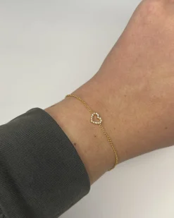 CHRISTOFFERSEN JEWELLERY ARMBÅND 14 KARAT GULD HJERTE MED 0,07 CARAT BRILLANTER - 9000152