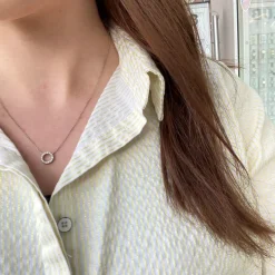 CHRISTOFFERSEN JEWELLERY HALSKÆDE 14 KARAT HVIDGULD CIRKEL MED BRILLANTER - 2000158-5