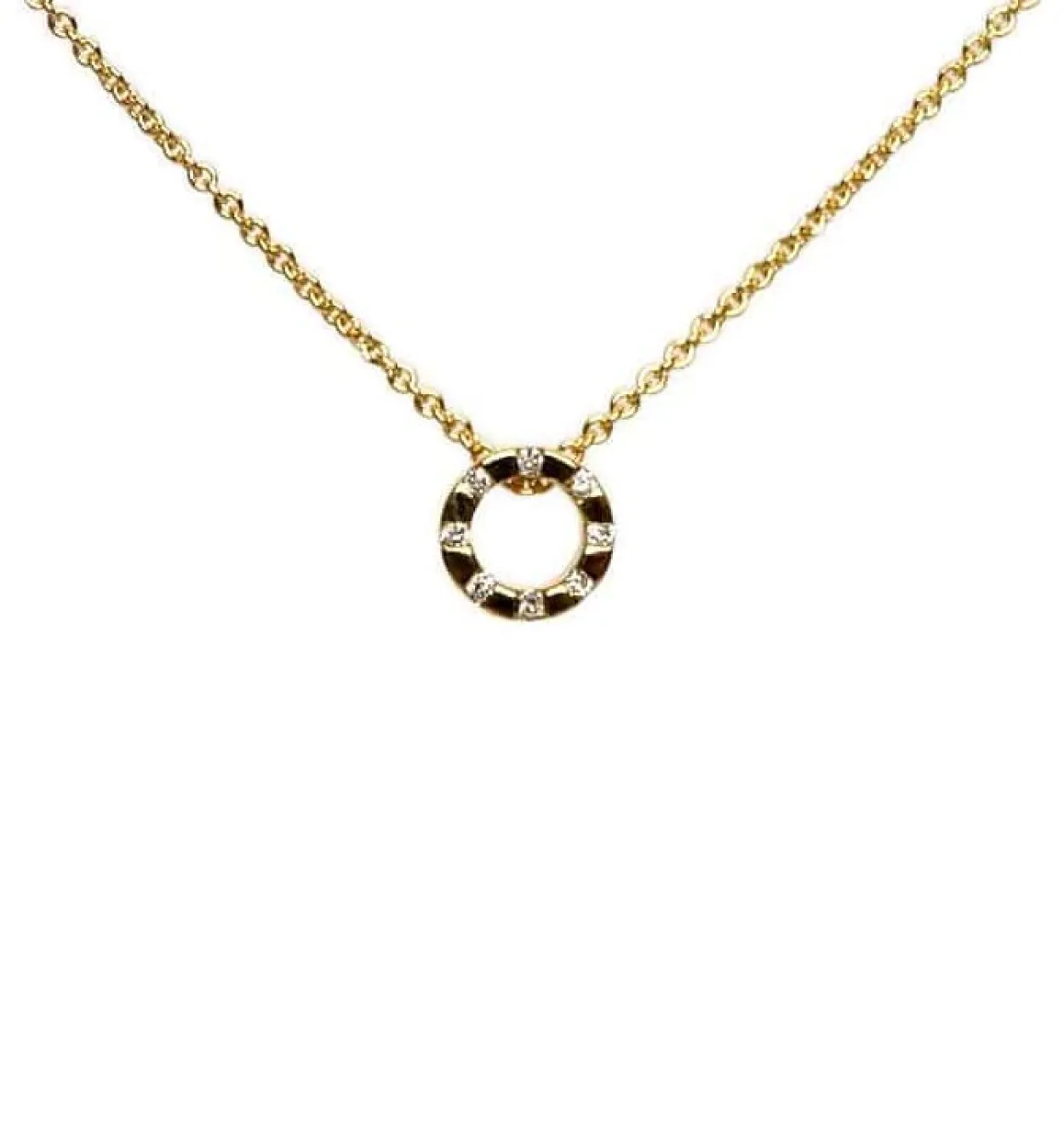 CHRISTOFFERSEN JEWELLERY HALSKÆDE 14 KARAT GULD CIRKEL MED 0,06 CARAT BRILLANTER – 2000121