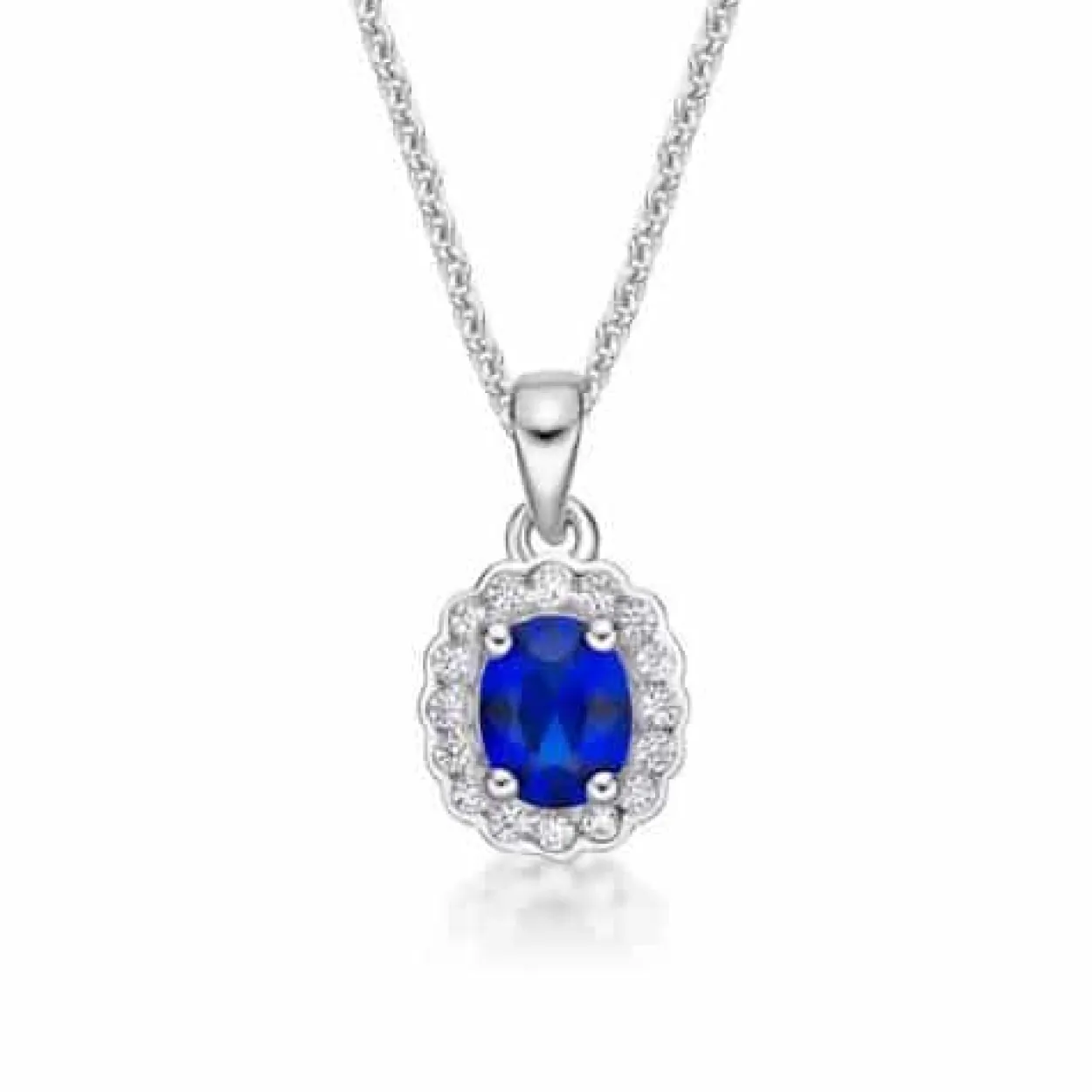 CHRISTOFFERSEN JEWELLERY HALSKÆDE SØLV MED SAFIRBLÅ ZIRKONIA - 4070775-9