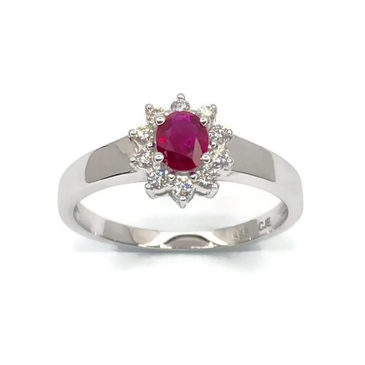 CHRISTOFFERSEN JEWELLERY RING 14 KARAT HVIDGULD MED RUBIN - 5070256-5R