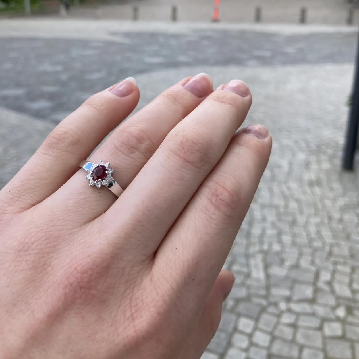 CHRISTOFFERSEN JEWELLERY RING 14 KARAT HVIDGULD MED RUBIN - 5070256-5R