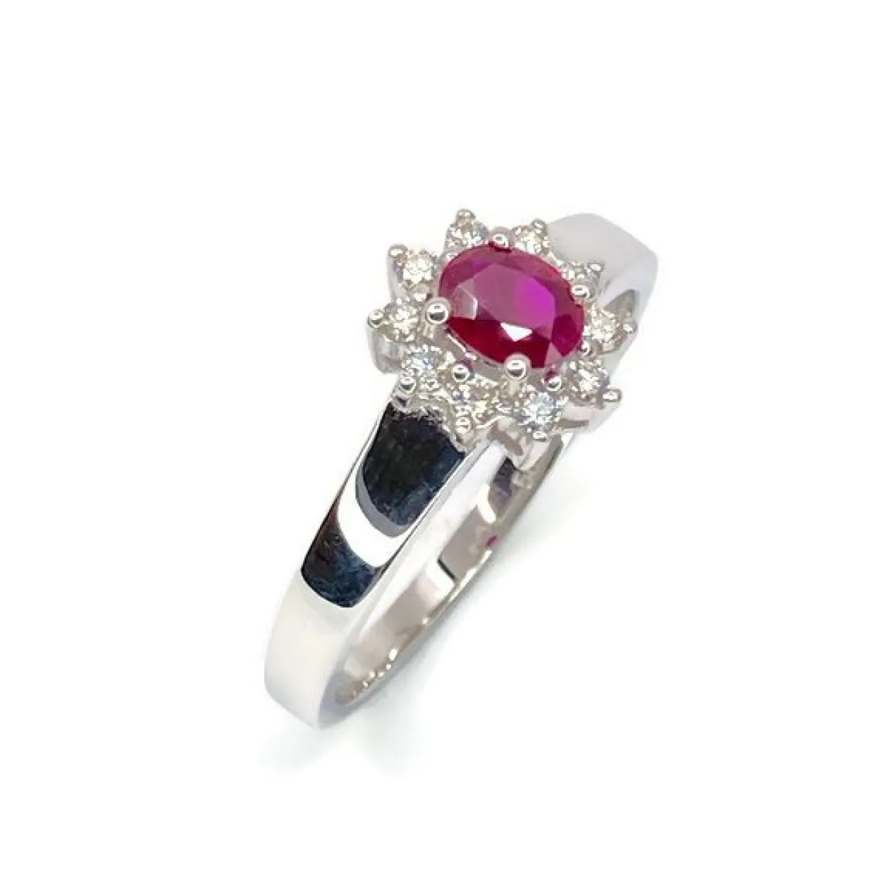 CHRISTOFFERSEN JEWELLERY RING 14 KARAT HVIDGULD MED RUBIN - 5070256-5R
