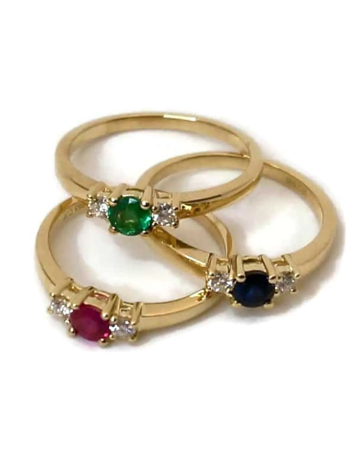 CHRISTOFFERSEN JEWELLERY RING 14 KARAT GULD MED BLÅ SAFIR OG 0,11 CARAT BRILLANTER – 5000490-SA