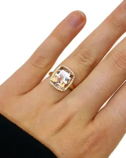 CHRISTOFFERSEN JEWELLERY ROSET RING 14 KARAT GULD MED MORGANIT OG 0,136 CARAT BRILLANTER - 5070956-53