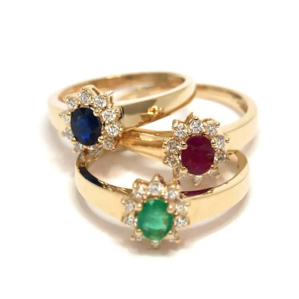 CHRISTOFFERSEN JEWELLERY ROSET RING 14 KARAT MED SAFIR OG BRILLANTER - 5070256G-SA