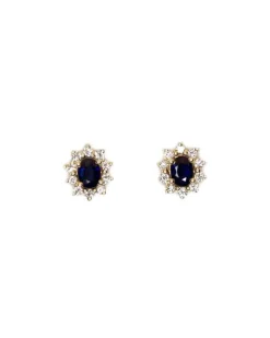 CHRISTOFFERSEN JEWELLERY ROSÉT ØRESTIKKER 14 KARAT GULD MED SAFIR OG BRILLANTER - 3070256G-SA
