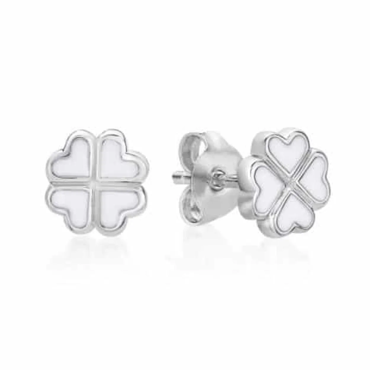 CHRISTOFFERSEN JEWELLERY SØLV ØRERINGE MED FIRKLØVER HVID - 3071048-0