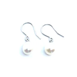 CHRISTOFFERSEN JEWELLERY SØLV ØRERINGE HÆNGER BØJLE MED FERSKVANDS PERLE 7,5-8 MM - 3810341-9