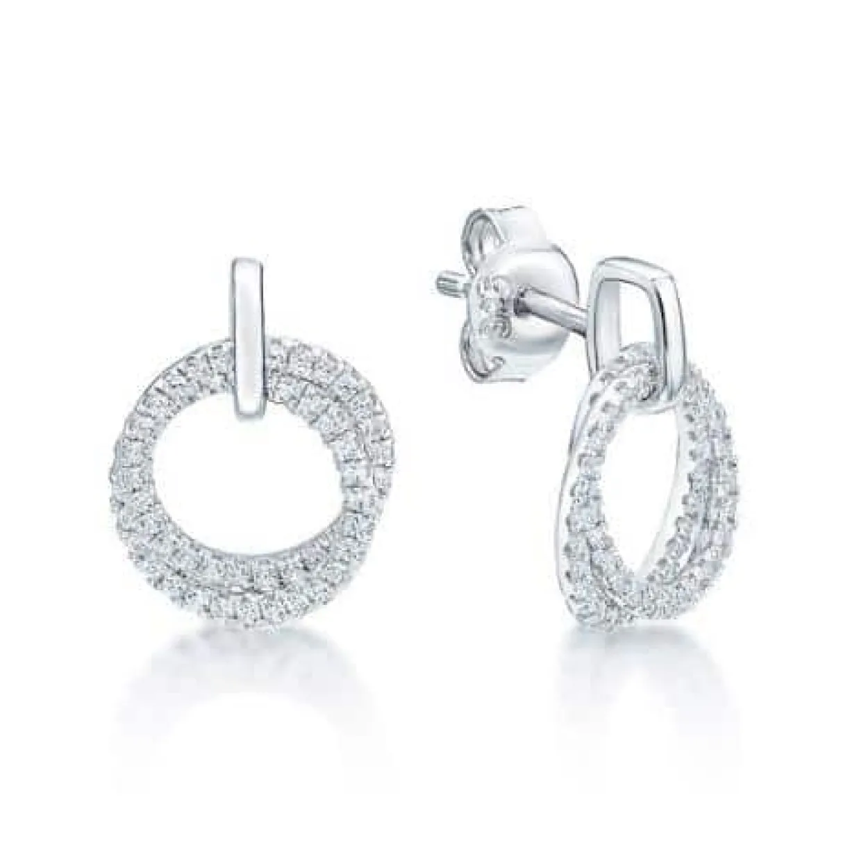 CHRISTOFFERSEN JEWELLERY SØLV ØRERINGE CIRKEL MED ZIRKONIA - 3070622
