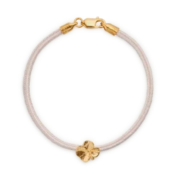 FLORA DANICA ARMBÅND ROSA SILKESNOR FORGYLDT FIRKLØVER - FLC-SILK-ROSE-18-G.
