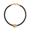 FLORA DANICA ARMBÅND SORT SILKE MED FORGYLDT FIRKLØVER - FLC-SILK-BLACK-16-G