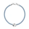 FLORA DANICA SILKE ARMBÅND BLÅT FIRKLØVER SØLV - FLC-SILK-BLUE-16-S