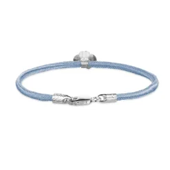 FLORA DANICA SILKE ARMBÅND BLÅT FIRKLØVER SØLV - FLC-SILK-BLUE-16-S