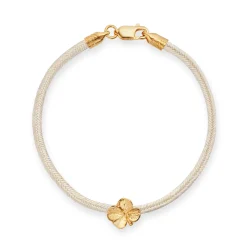 FLORA DANICA SILKE ARMBÅND CHAMPAGNE MED FIRKLØVER 16,5 CM - FLC-SILK-CHAMPAGNE-16-G