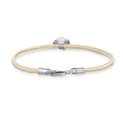 FLORA DANICA SILKE ARMBÅND CHAMPAGNE MED FIRKLØVER 16,5 CM - FLC-SILK-CHAMPAGNE-16-S