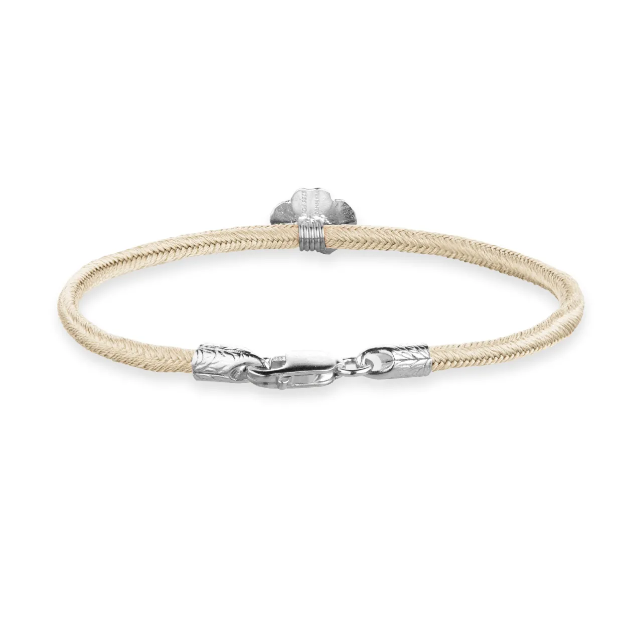 FLORA DANICA SILKE ARMBÅND CHAMPAGNE MED FIRKLØVER 16,5 CM - FLC-SILK-CHAMPAGNE-16-S