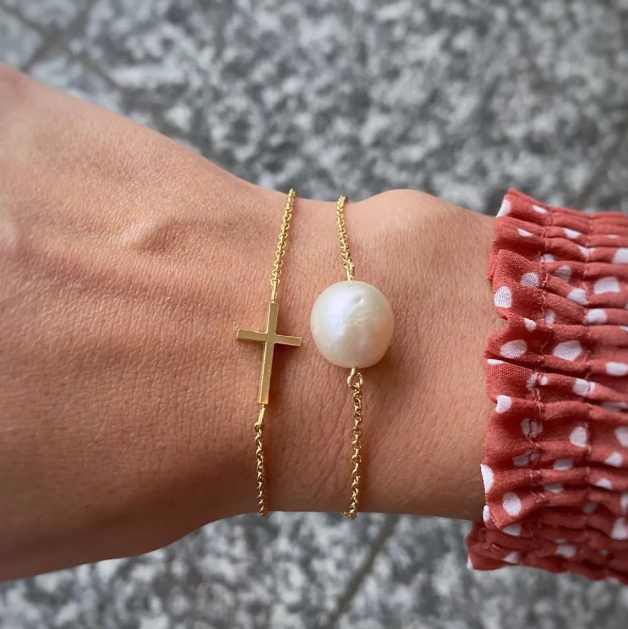 HEIRING BAROK ARMBÅND FORGYLDT SØLV MED PERLE - 29-8-90FG