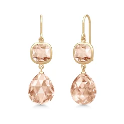 JULIE SANDLAU OLIVIA ØREHÆNGER I FORGYLDT SØLV MED PEACH MORGANITE KRYSTAL - HKS728GDPEAMOCR