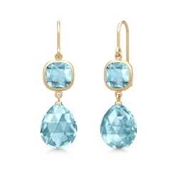 JULIE SANDLAU OLIVIA SØLV FORGYLDT ØREINGE MED ICE BLUE KRYSTAL - HKS728GDIBCR