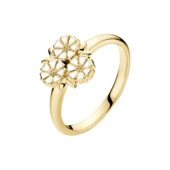 LUND COPENHAGEN RING MARGUERIT MED BLAD SØLV FORGYLDT - 9075078-M