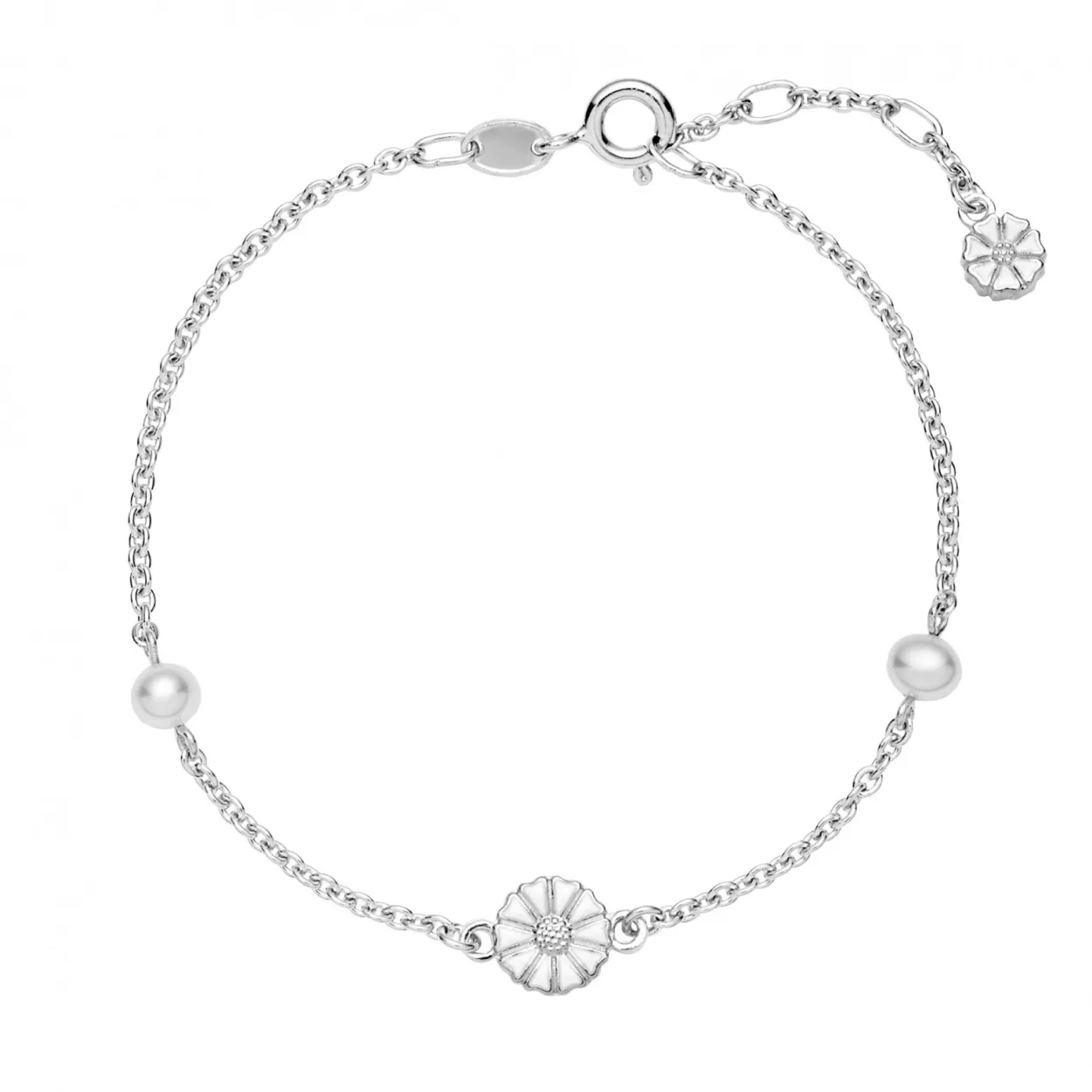 LUND COPENHARGEN MARGUERIT ARMBÅND I SØLV MED TO PERLER; 9015039-33-H