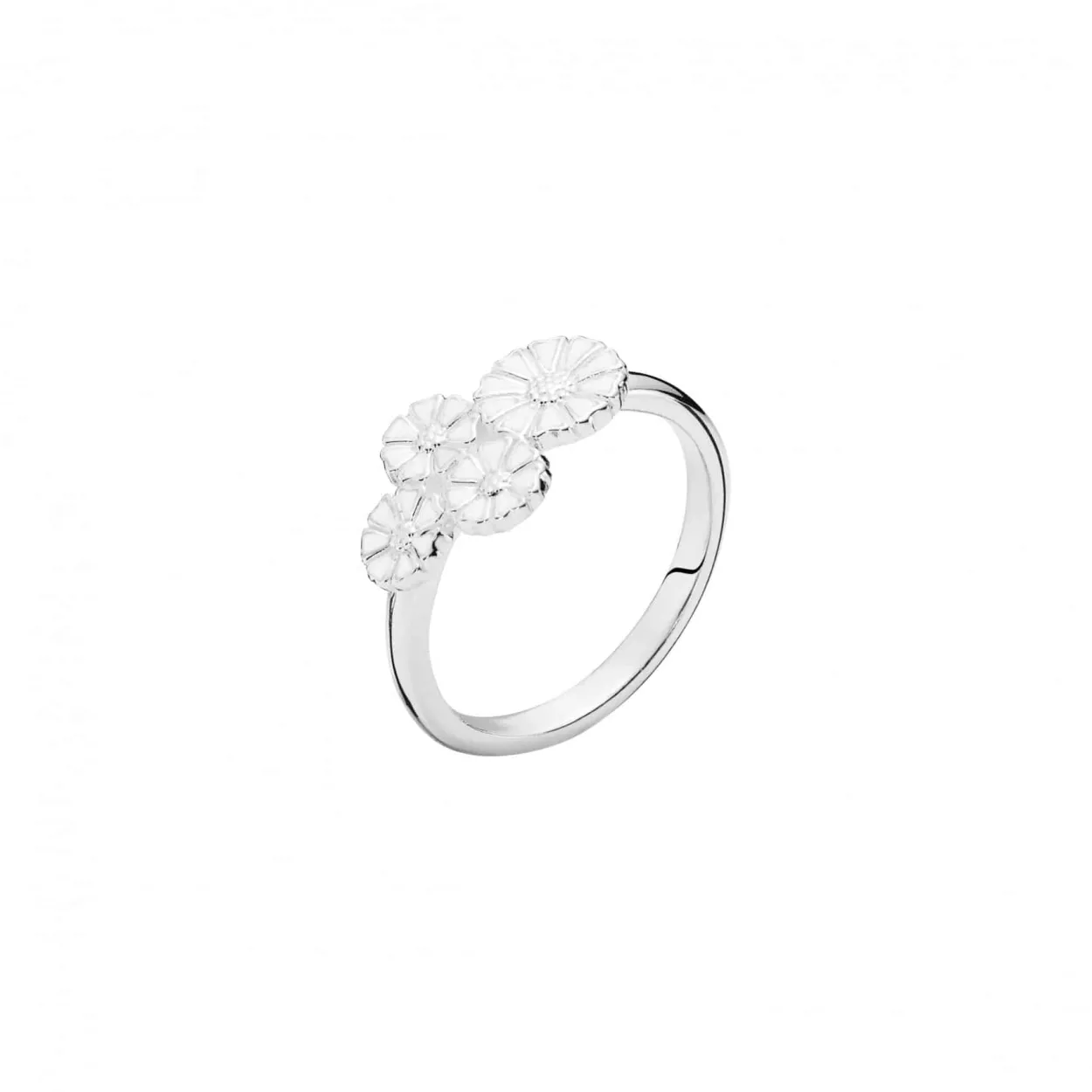 LUND OF COPENHAGEN RING MARGUERITTER SØLV OG HVID - 9075046-H