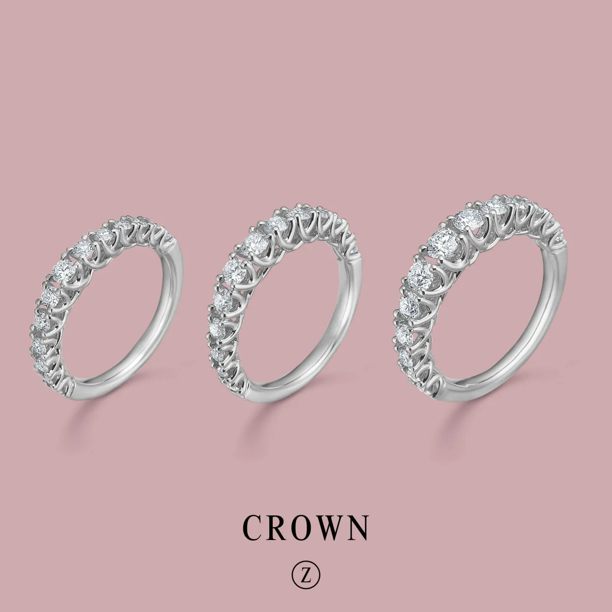 MADS Z CROWN PRINCESS RING 14 KARAT HVIDGULD MED BRILLANTER PÅ I ALT 1,00 CARAT - 1641999