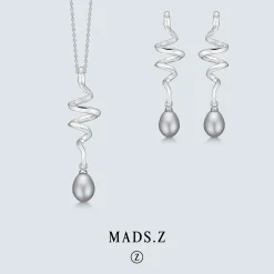 MADS Z SWIRL W. PEARL ØRERINGE SØLV SNOET MED PERLE - 2113086