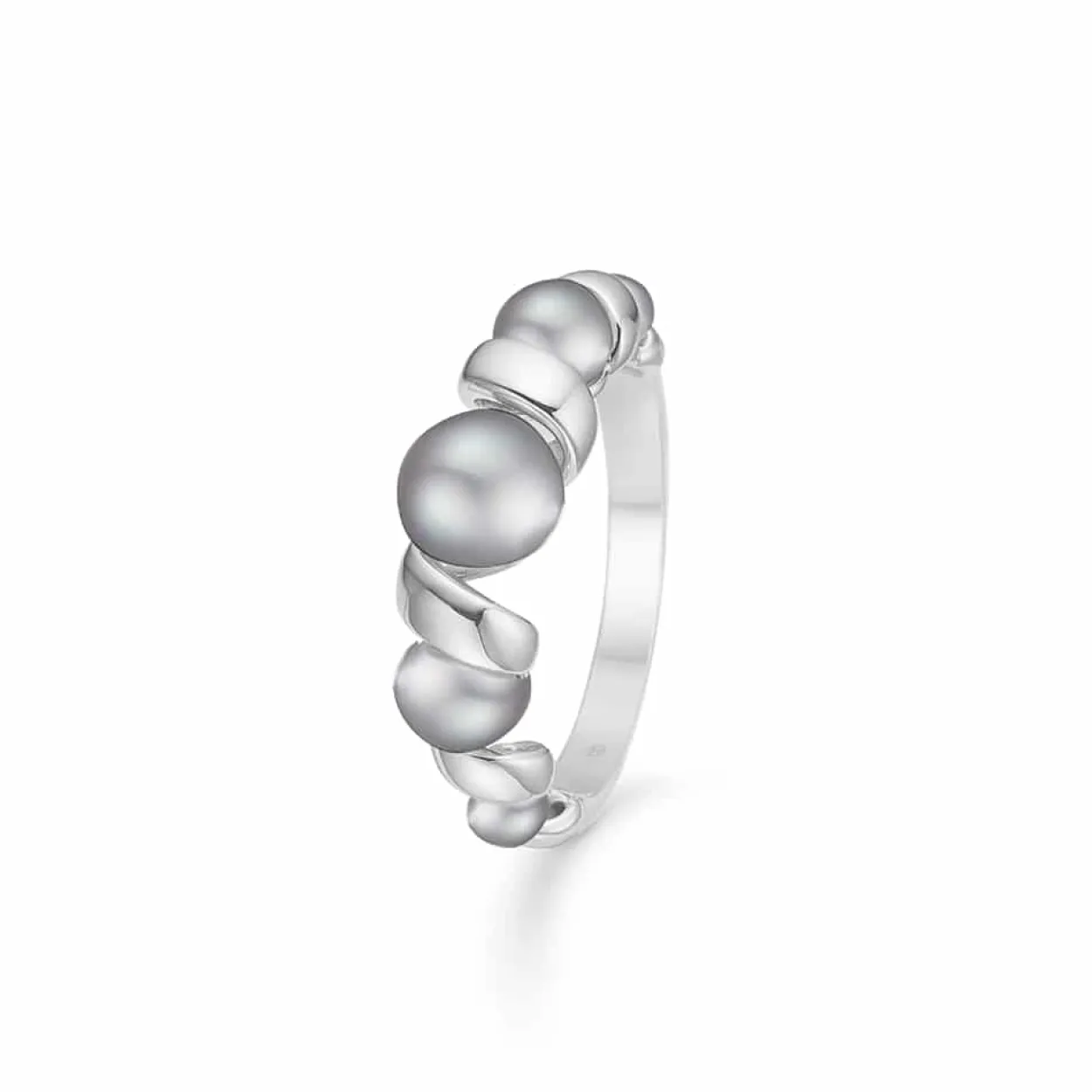 MADS Z SWIRL W. PEARL RING SØLV MED GRÅ PERLER - 2143086