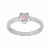 NORDAHL JEWELLERY BØRNE RING BLOMST MED LYSERØD ZIRKONIA - 103400609