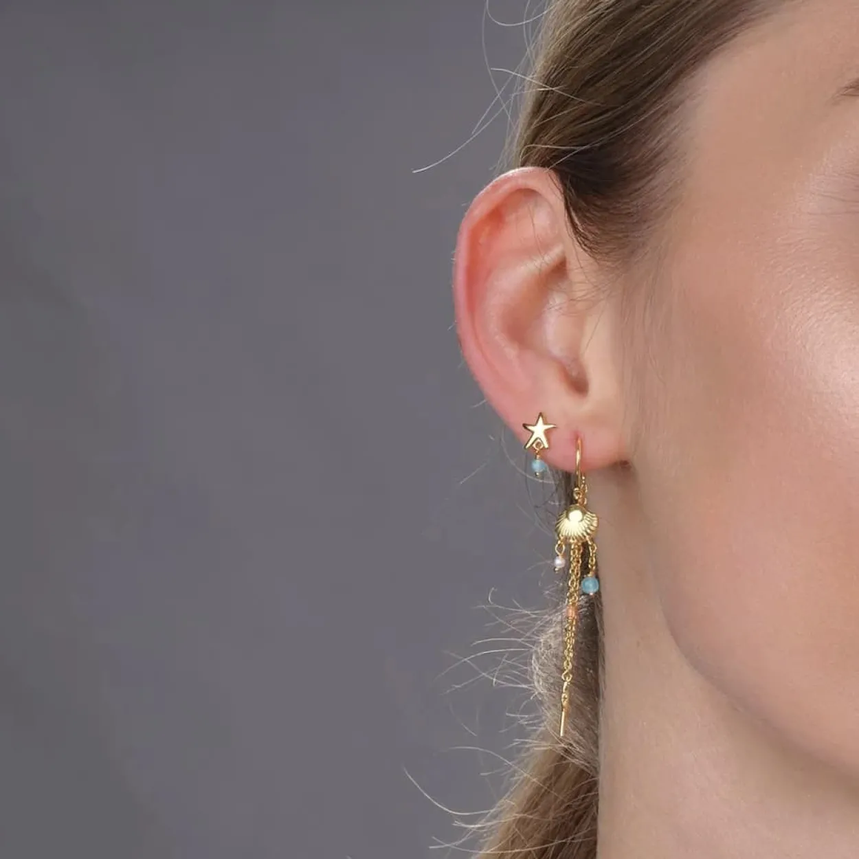 NORDAHL JEWELLERY ØREHÆNGER SEASIDE52 I FORGYLDT SØLV - 30260715900